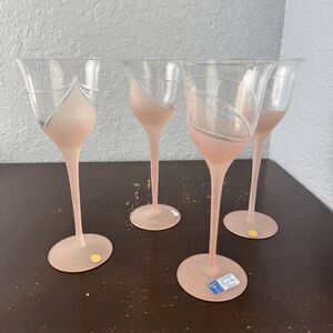 Crystal Clear Industries Champagne Flutes Set Of 4 Pink Frosted And Clear Glass